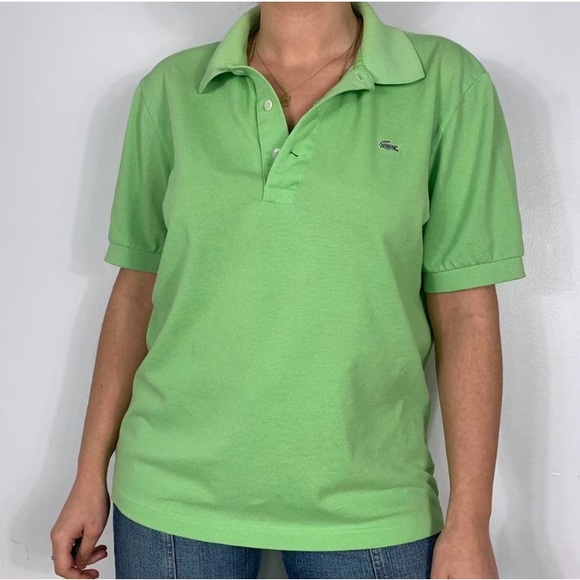 VINTAGE LACOSTE LIME GREEN LOGO POLO T-SHIRT - Picture 4 of 4